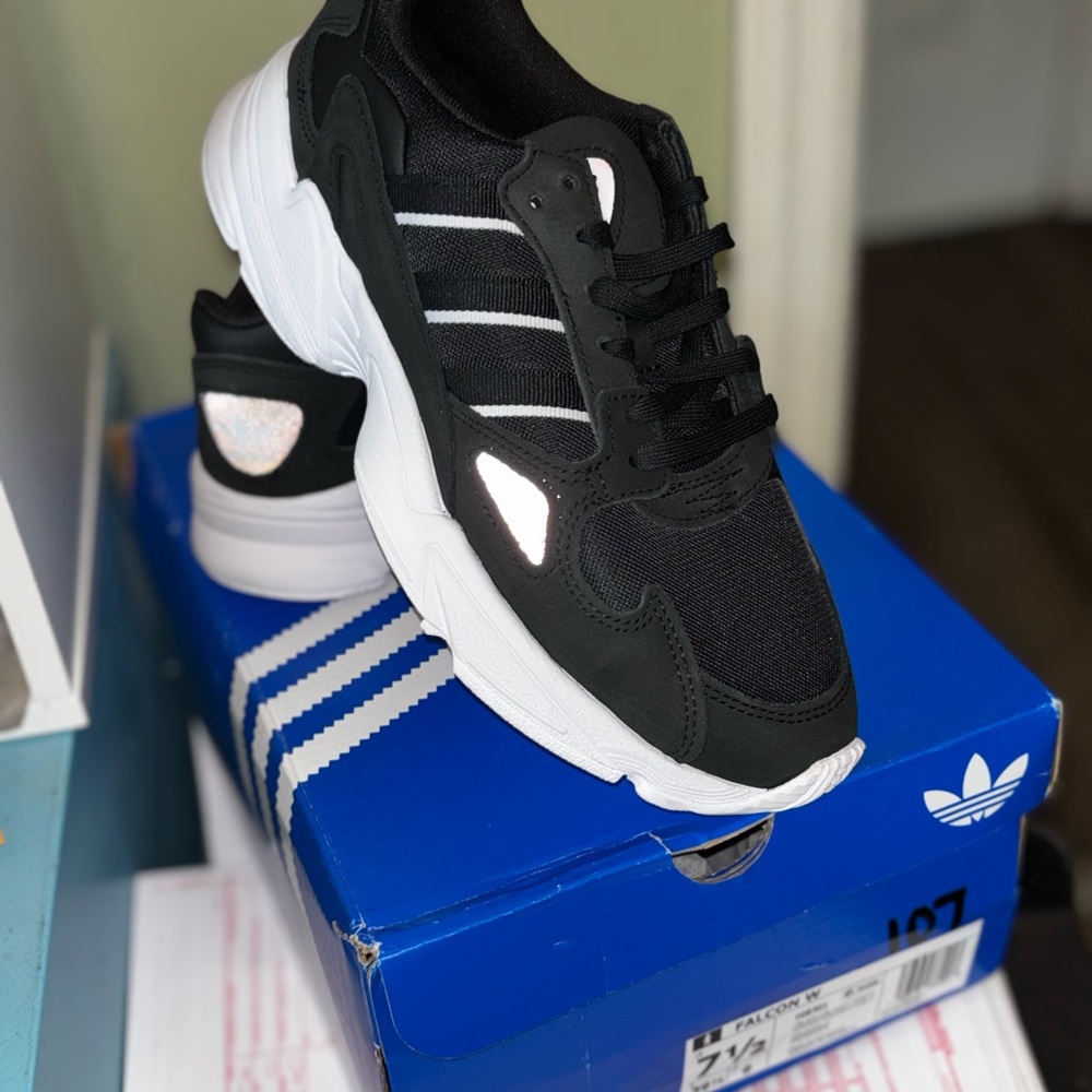 Adidas Falcon 7.5 Women’s Black and White Athletic Shoes